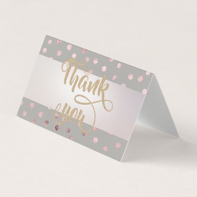 Elegant Stripe Gray , Dots Thank You Card (Front)