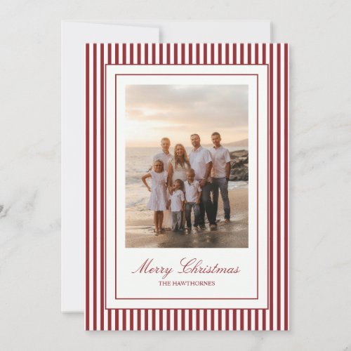 Elegant Stripe Merry Christmas Holiday Photo Card