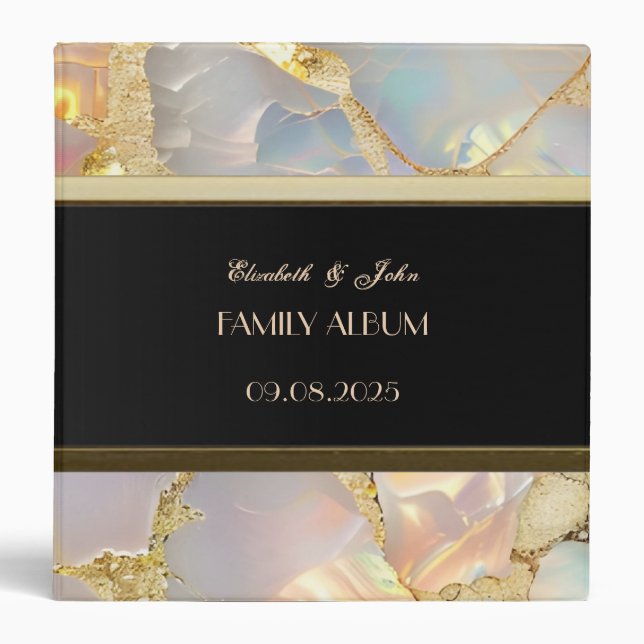 Elegant Stripe Opal Stone 3 Ring Binder (Front)