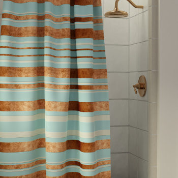 Elegant Stripe Robin Egg Blue Copper Shower Curtain by mothersdaisy at Zazzle