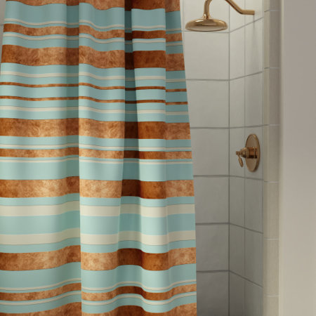 Elegant Stripe Robin Egg Blue Copper Shower Curtain