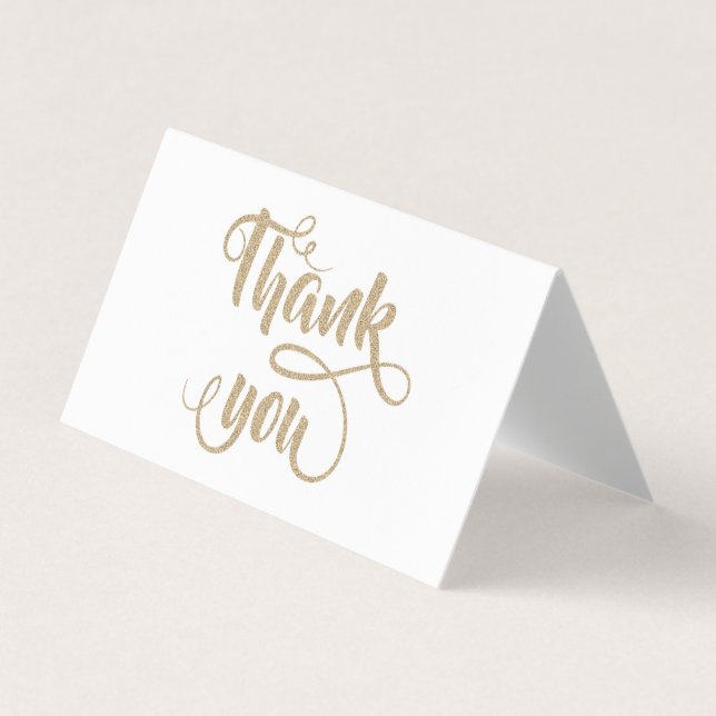 Elegant Stripe White,Gold Dots Thank You Card (Front)