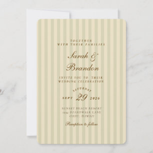 Elegant Striped   Beige Classic Wedding Invitation