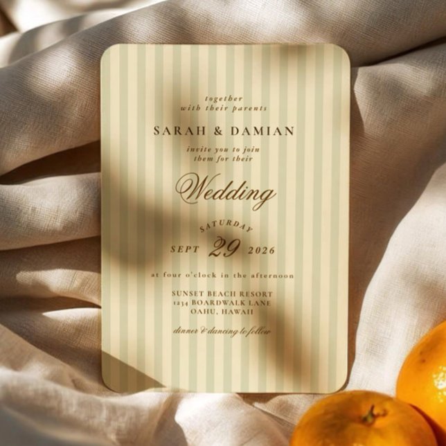 Elegant Striped | Beige Classic Wedding Invitation (Creator Uploaded)