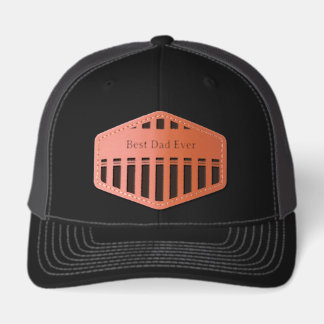 Elegant Striped Best Dad Ever Personalized Leather Patch Hat