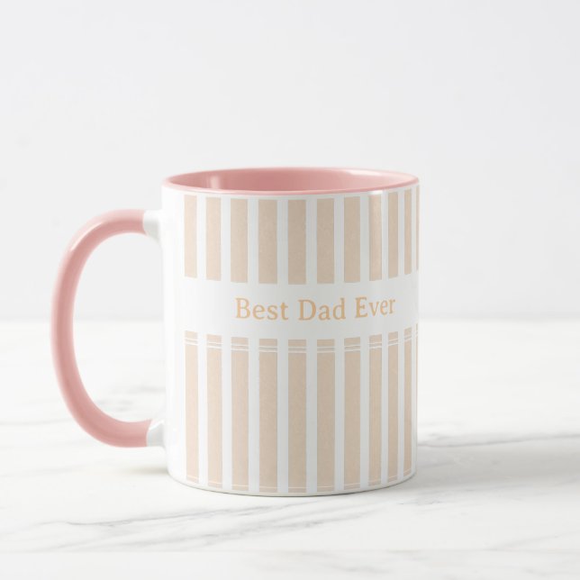 Elegant Striped Best Dad Ever Personalized Mug (Left)