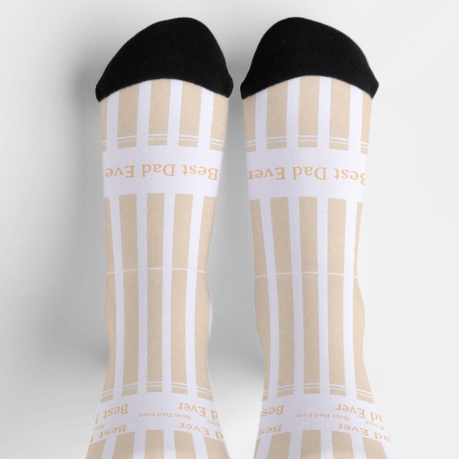Elegant Striped Best Dad Ever Personalized Socks (Top)