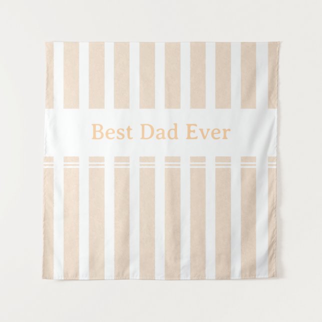 Elegant Striped Best Dad Ever Personalized Tapestry (Front)