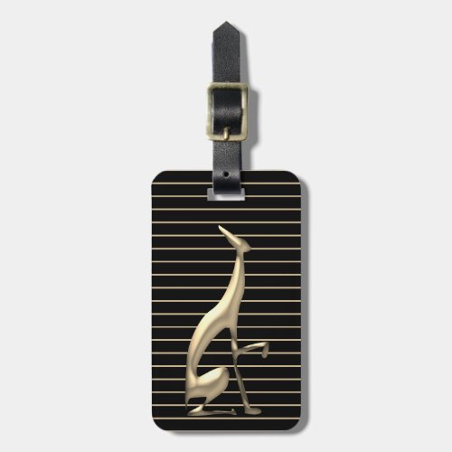 Elegant Striped Black and Gold Greyhound Dog Luggage Tag