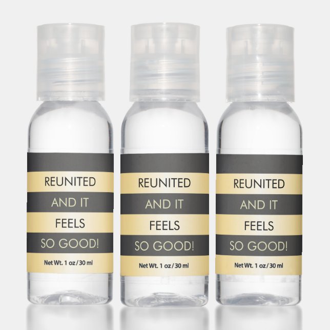 Elegant, striped, black and golden reunion  hand sanitizer (Set)