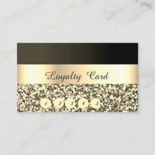 Elegant ,Striped,Black, Gold Glitter Loyalty Card