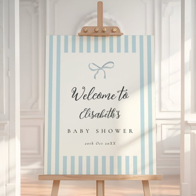 Elegant Striped Blue Bow Baby Shower Foam Boards (Creator Uploaded)