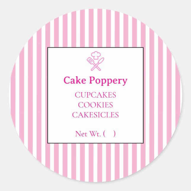 Elegant Striped Classic Round Sticker (Front)