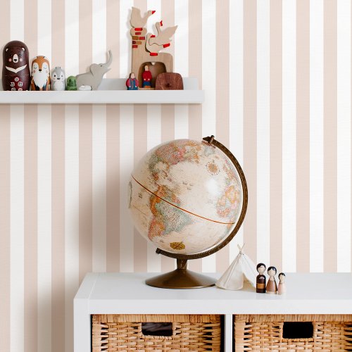 Elegant Striped Coral Pink White Wallpaper