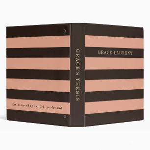 Elegant Striped Custom Monogram Thesis 3 Ring Binder