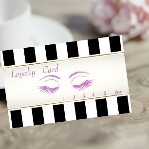 Elegant,Striped, Glittery Lashes Loyalty Card