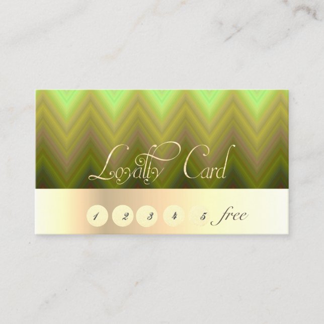 Elegant  Striped ,Gold,Zigzag,  Loyalty Card (Front)