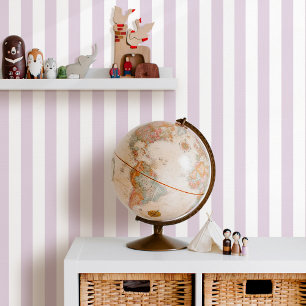 Elegant Striped Pale Lilac Purple White Wallpaper