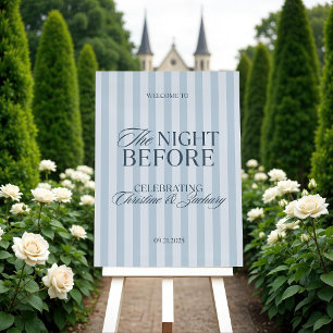 Elegant Striped Rehearsal Dinner Welcome Sign 