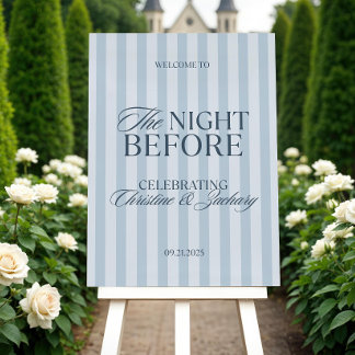Elegant Striped Rehearsal Dinner Welcome Sign 