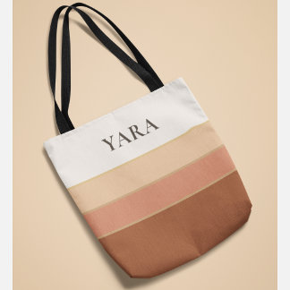 Elegant Striped Tote Bag with Name –  Minimal Chic