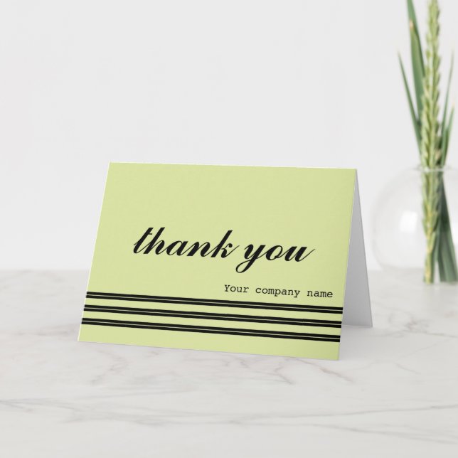 ELEGANT STRIPES BLACK BUSINESS THANK YOU CARD (Front)