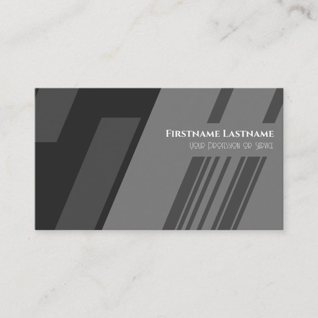 Elegant stripes black dark gray minimalistic business card (Front)