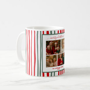 Elegant Stripes family Photo merry Christmas Coffee Mug