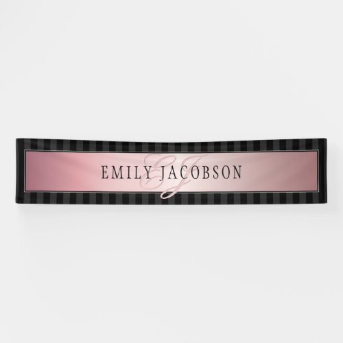 Elegant Stripes Faux Rose Gold  Your Message Banner