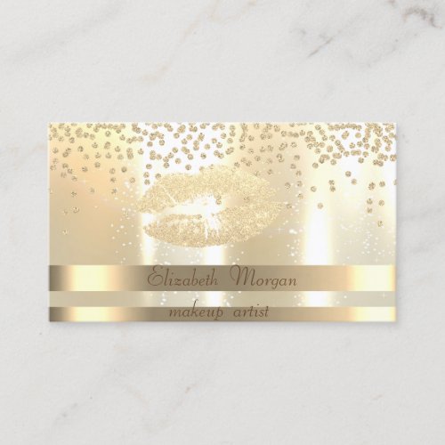 ElegantStripes LuminousDiamonds_Glittery Lip Business Card