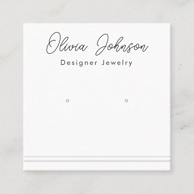Elegant Stripes Modern Jewelry Earring Display  Square Business Card (Front)
