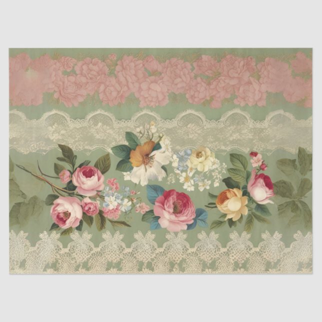 Elegant Stripes of Vintage Decoupage Tissue Paper (Front)