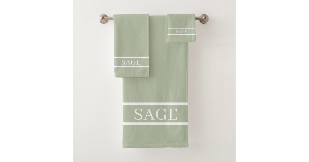 Elegant Stripes on Light Sage Bath Towel Set Zazzle
