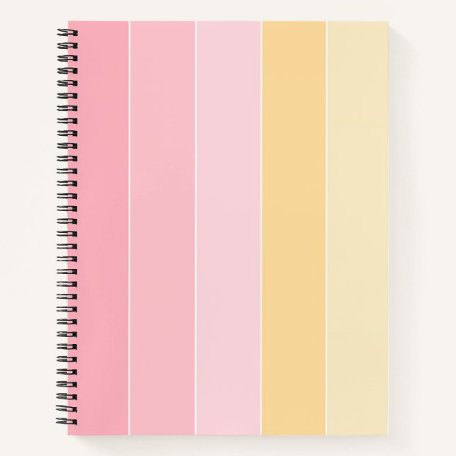 Elegant Stripes Pastel Colors Pink Vanilla Yellow Notebook (Front)