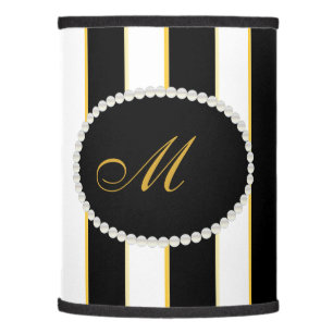 Elegant Stripes, Pearls Monogram Lamp Shade