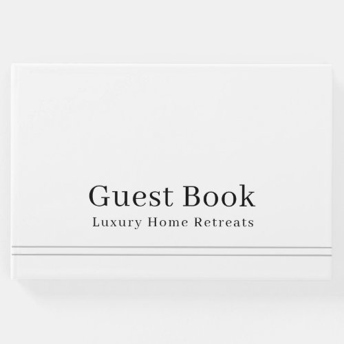 Elegant Stripes Vacation Rental Guest Book  White