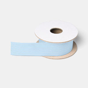 Elegant Stripes White - Baby Blue Satin Ribbon