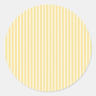 Elegant Stripes White - Canary Yellow Classic Round Sticker