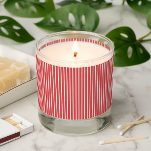 Elegant Stripes White - Coral Red Scented Candle