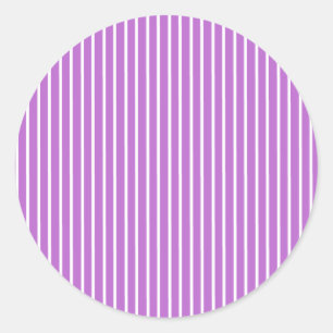 Elegant Stripes White - Orchid Purple Classic Round Sticker