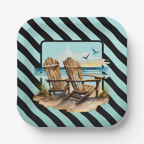 Elegant Stripped Beach Chairs   Paper Plates