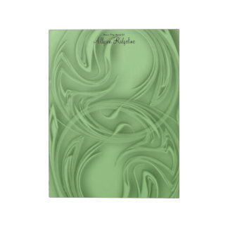 Elegant Strokes Over Green Abstract Notepad