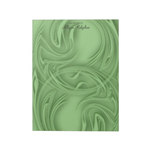 Elegant Strokes Over Green Abstract Notepad (Rotated)