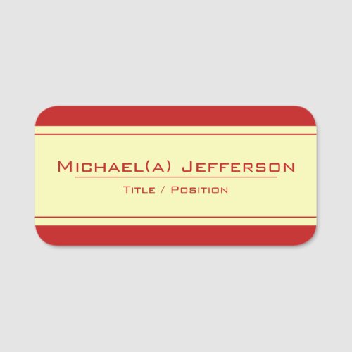 Elegant Strong Red And Warm Yellow Modern Unique Name Tag