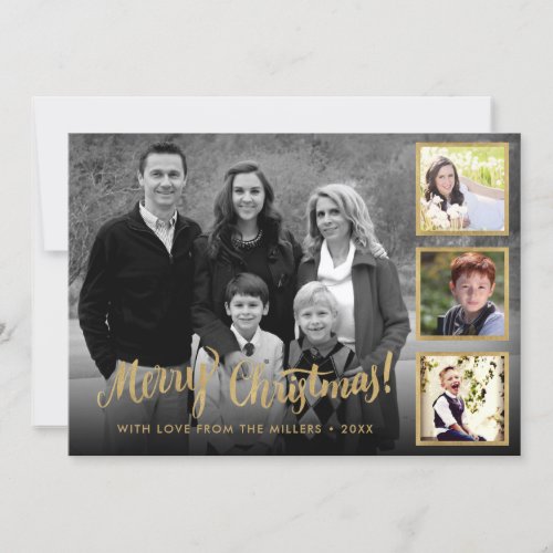 Elegant Styish Gold Merry Christmas Collage Holiday Card - Create your own custom elegant stylish gold Christmas card with photo collage. Add your favorite photos, name and message to create something really unique. Edit this design template by clicking 'Change' and uploading your own images as shown above. To edit the name, change the text in the fields. Click 'Customize' button to add text, customize fonts and colors.
Treat yourself or make the perfect gift for family, friends, parents and grandparents!