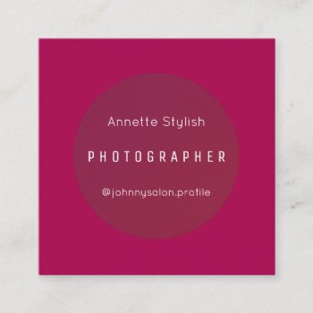 Elegant Style Rounded Frame Cover Purple Red Square Business Card by TwoFatCats at Zazzle