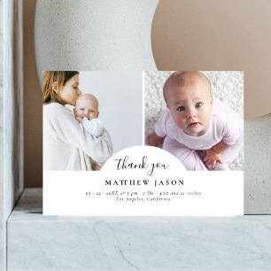 Elegant Stylish 2 Photo Collage Thank You Baby  Card