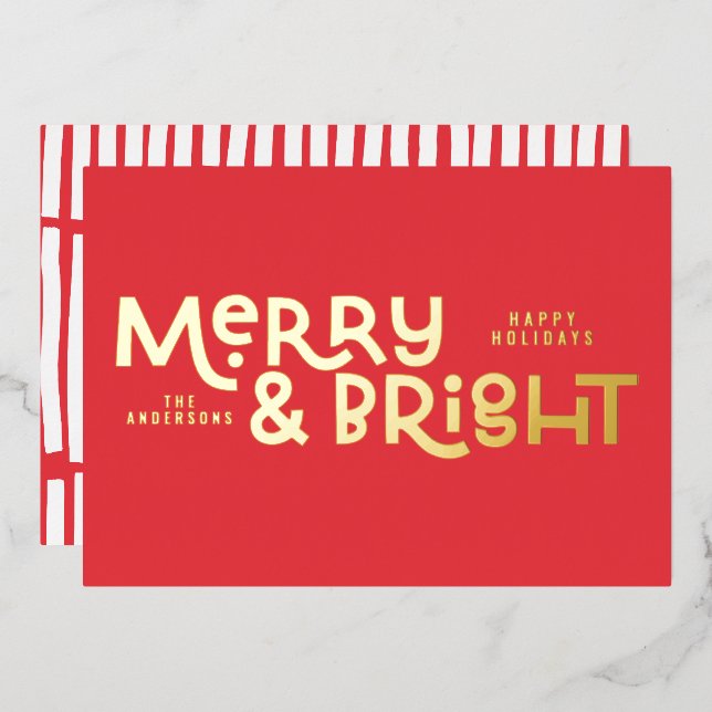 elegant stylish All is bright Christmas  Foil Holi Foil Holiday Card (Front/Back)