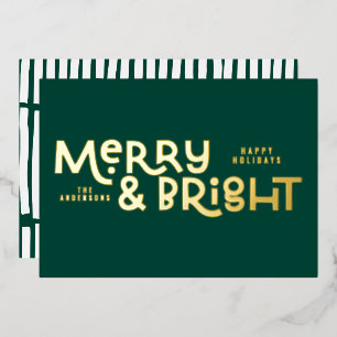 elegant stylish All is bright Christmas Foil Holiday Card
