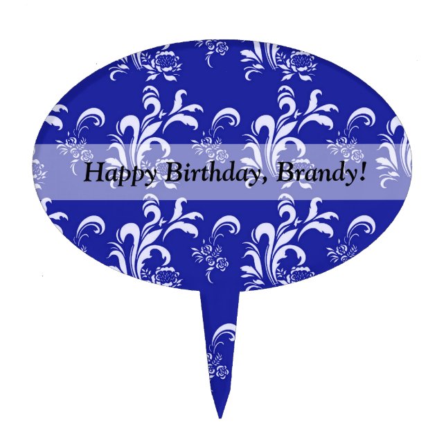 elegant, stylish and classic white damask pattern cake topper (Front)
